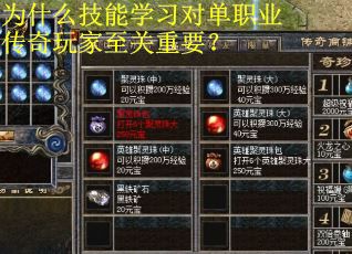 为什么技能学习对单职业传奇玩家至关重要? 为什么技能学习对单职业传奇玩家至关重要?