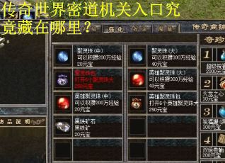 传奇世界密道机关入口究竟藏在哪里？